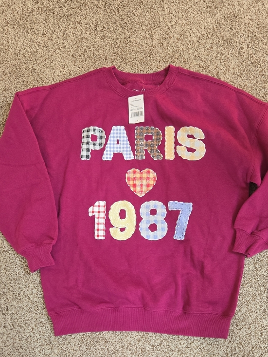 Hybrid Apparel Tops - Paris 1987 Applique Sweatshirt - Magenta